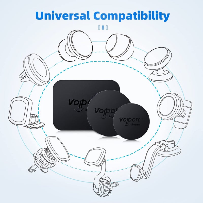 volport Metal Plate for Phone Magnet, 10 Pack MagicPlate with 3M Adhesive Replacement for Magnetic Phone Car Mount Holder & Cradle & Stand (Vent/CD/Windshield/Dashboard) - Rectangle and Round - Image 3
