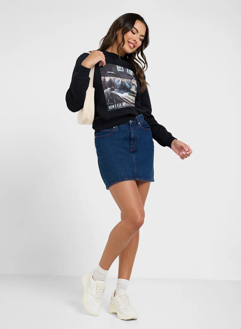 NA-KD Graphic Print Sweatshirt