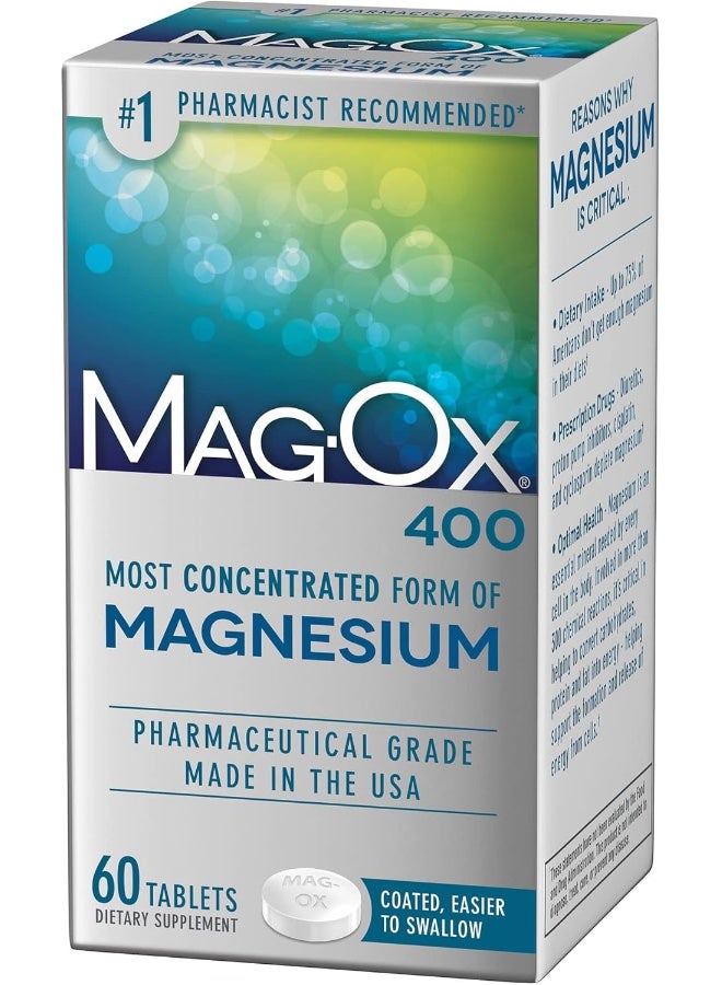 Mag-Ox 400 Magnesium Mineral Dietary Supplement Tablets, 483 mg Magnesium Oxide, 60 Count - Image 1