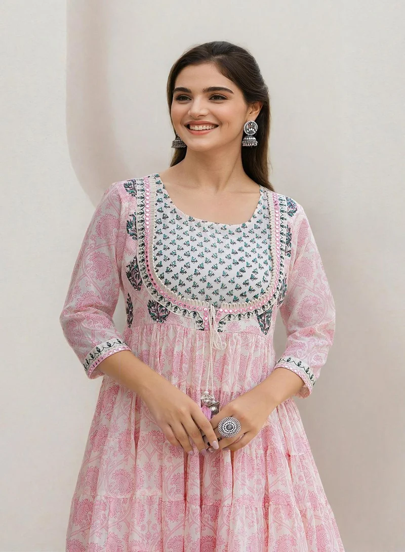 ISHIN  Women Off White Cotton Dress for Women | Best Price UAE