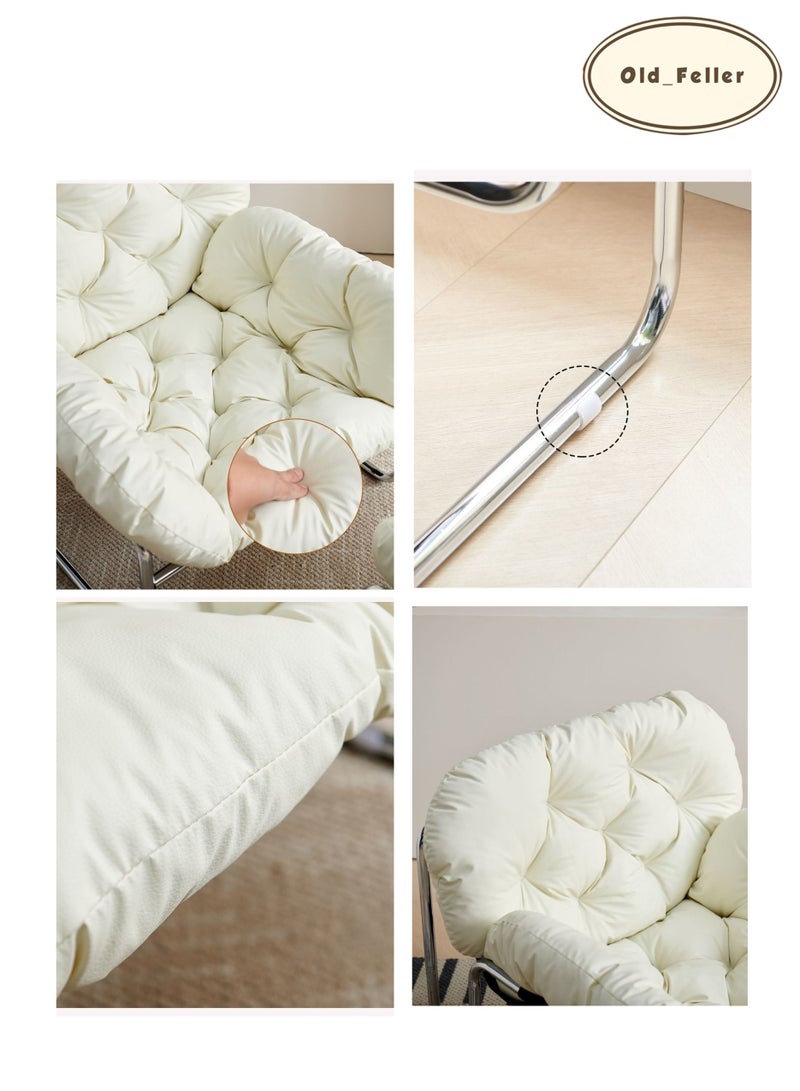 Old_Feller Bauhaus-Style Vintage Lounge Chair Premium Stain-Resistant PU Leather, Reinforced Chrome-Plated Base & Soft Cushioning, Ideal for Living Room/Balcony/Study/Bedroom(Brown) - Image 5