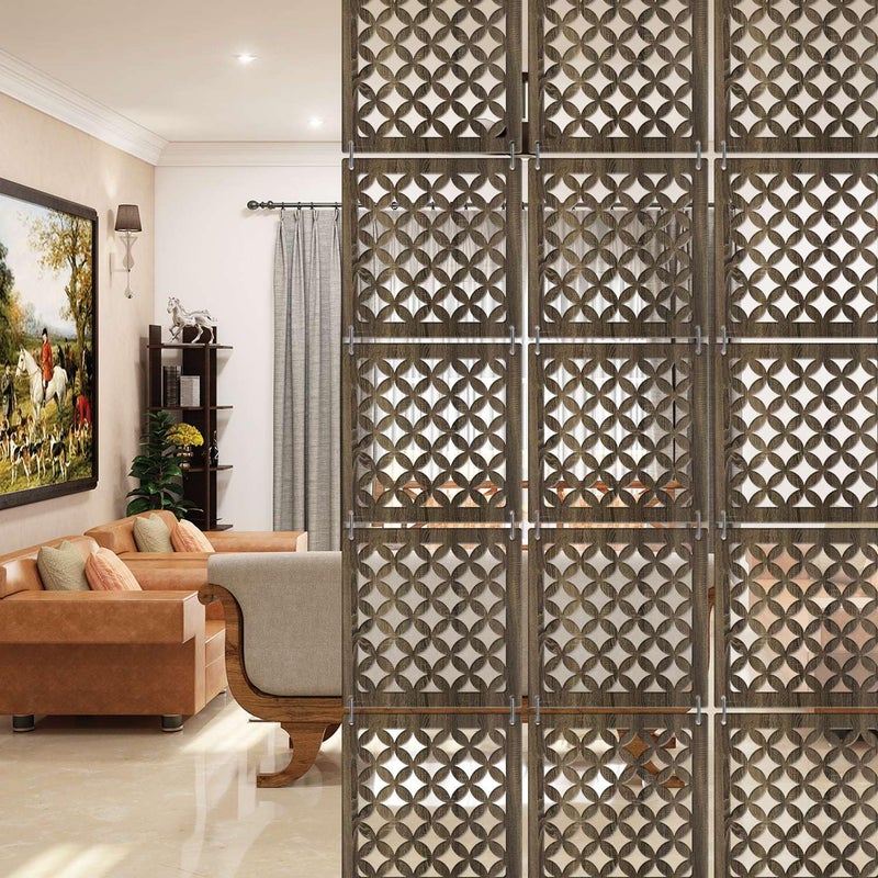 Random فاصل غرف خشبي عشوائي مع 12 لوحة مع موصلات خطاف مثالي لغرفة المعيشة أو المكتب أو المعبد أو ديكور المنزل RSD8150 - Image 1