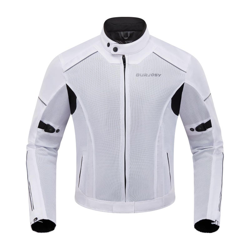 Burjosy Mesh Motorcycle Jacket for Men Summer Motorbike Biker Jacket Reflective Lightweight Breathable Riding Jacket Protective Gear Armored - Image 2