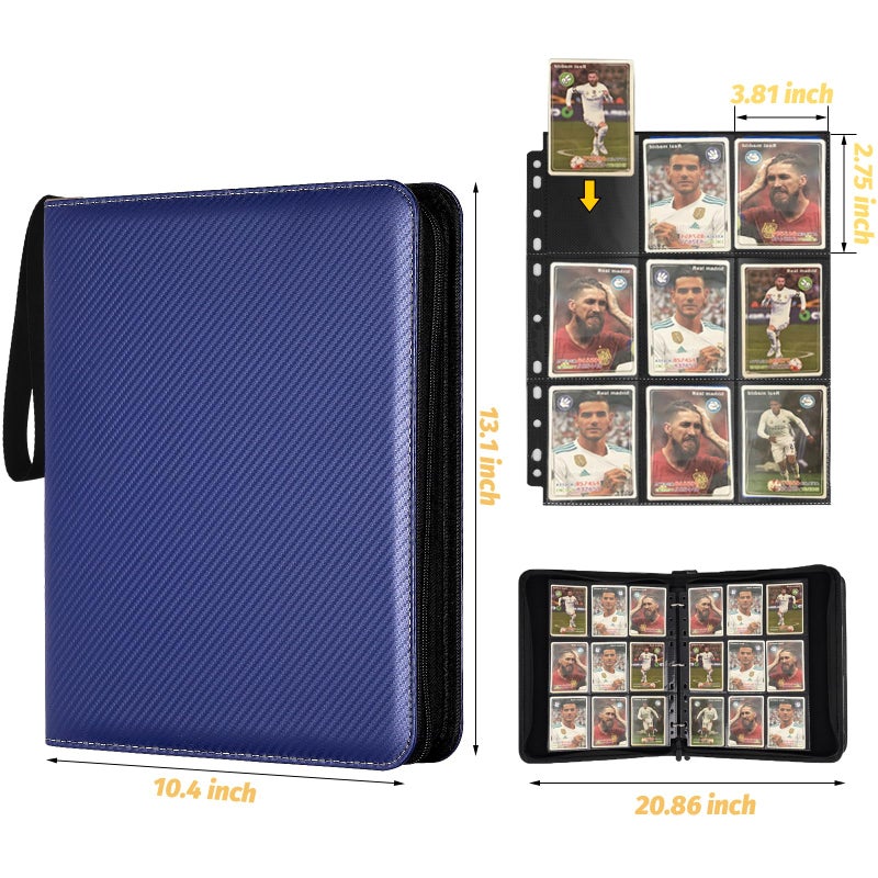 GERMUN 9 Pocket Card Binder, Premium Zip Trading Card Binder, 720 Double Sided Pocket PU Card Collection Binder, Collector Card Album, Card Folder for MTG, TCG, Sports Cards, Game Cards (Blue) - Image 4