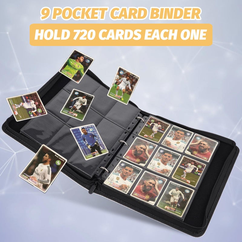 GERMUN 9 Pocket Card Binder, Premium Zip Trading Card Binder, 720 Double Sided Pocket PU Card Collection Binder, Collector Card Album, Card Folder for MTG, TCG, Sports Cards, Game Cards (Blue) - Image 3