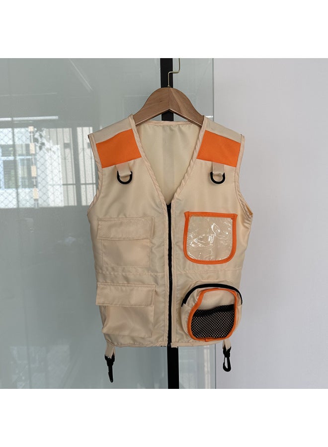 Outdoor Adventure Suit Fisherman Vest Cosplay Children Cosplay Archaeological Adventure Suit Performance-Color:Sky Blue  - Image 2