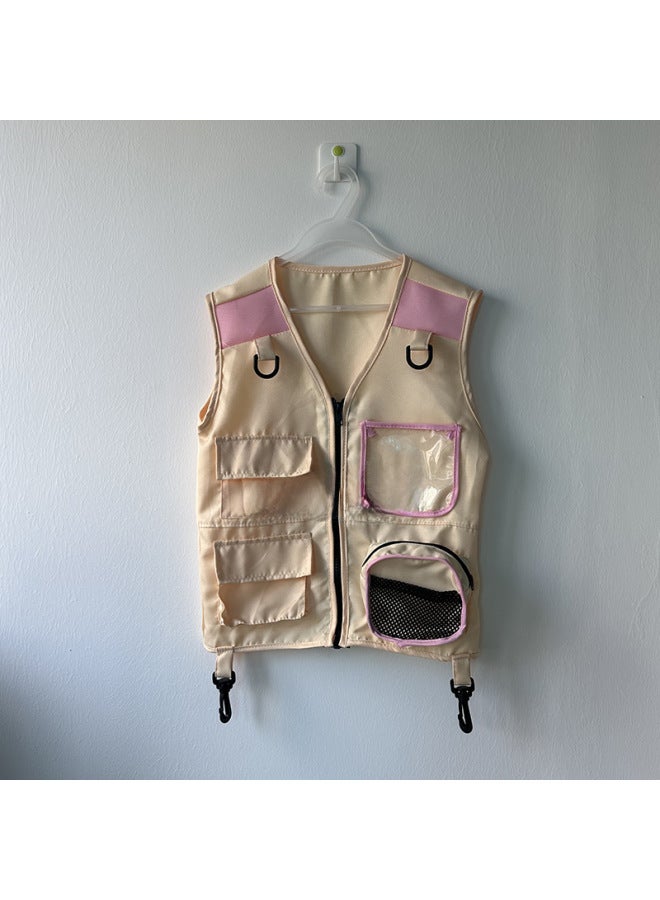 Outdoor Adventure Suit Fisherman Vest Cosplay Children Cosplay Archaeological Adventure Suit Performance-Color:Sky Blue  - Image 3