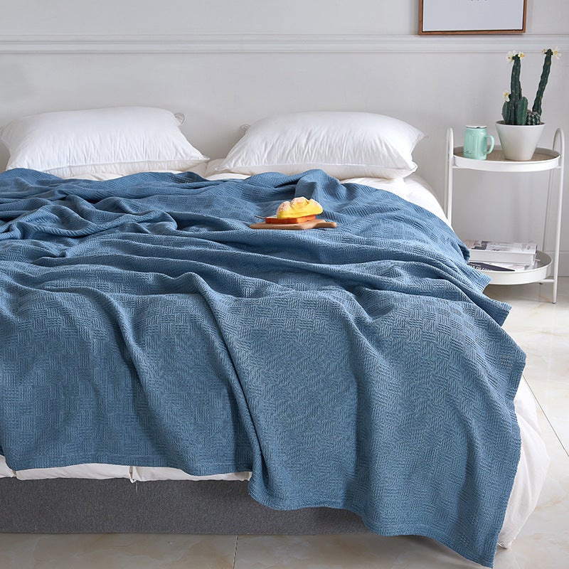 Cotton Gauze Knitted Blanket Towel Quilt Houndstooth Double-Layer Towel Quilt Nap Double Sofa Air-Conditioning Blanket Pure Cotton - Image 1