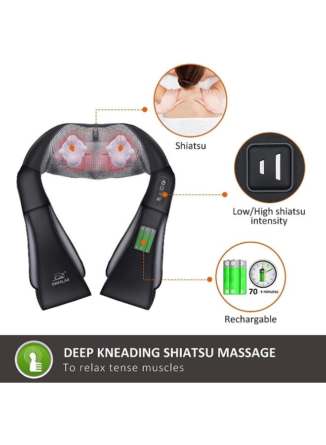 Snailax Cordless Neck Back Massager Shiatsu Neck And Shoulder Massager With Heat Portable Massagers For Neck And Back Lumbar Foot Electric Massage Pillow Gifts For Women/Men/Mom/Dad  - Image 2