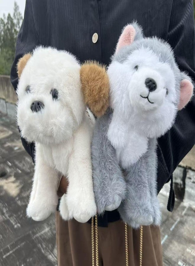 Ueeksry Kawaii Husky Plush Dog Crossbody Bag, Dog Shoulder Bag Messenger Bag, Stuffed Animals Plush Purse Novelty Bag with Zipper for Women - Image 5