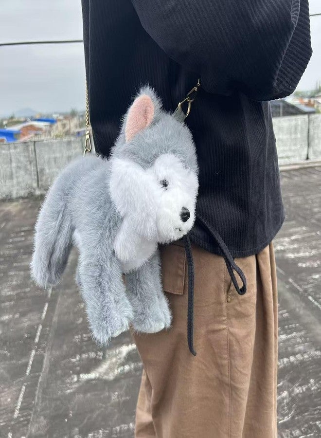 Ueeksry Kawaii Husky Plush Dog Crossbody Bag, Dog Shoulder Bag Messenger Bag, Stuffed Animals Plush Purse Novelty Bag with Zipper for Women - Image 3