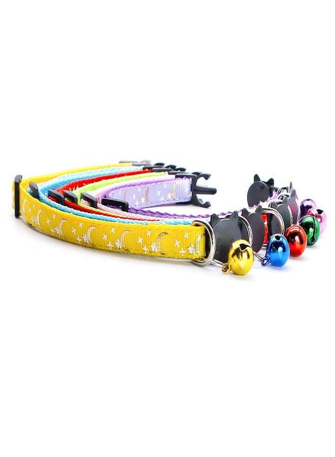 CCUUHJ Reflective Cat Collars Breakaway with Bell 2-Pack Girl Boy Pet Kitten Collar with Star Moon Patetrn Adjustable 7.5-12.5 Inch (Red) - Image 5