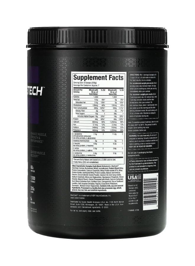 MuscleTech 100% Mass Gainer Chocolate Fudge Brownie - Image 2