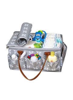 Arabest Baby Diaper Caddy Bag With Zipper Lid And Leather Handle  - Image 1