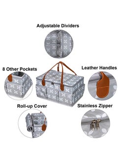 Arabest Baby Diaper Caddy Bag With Zipper Lid And Leather Handle  - Image 3