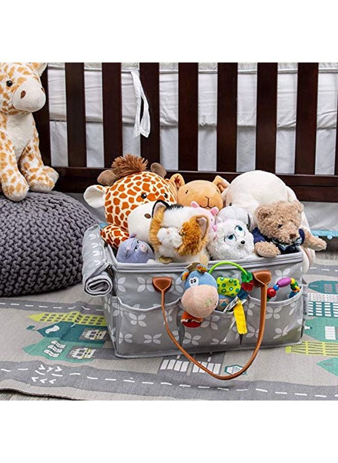 Arabest Baby Diaper Caddy Bag With Zipper Lid And Leather Handle  - Image 5