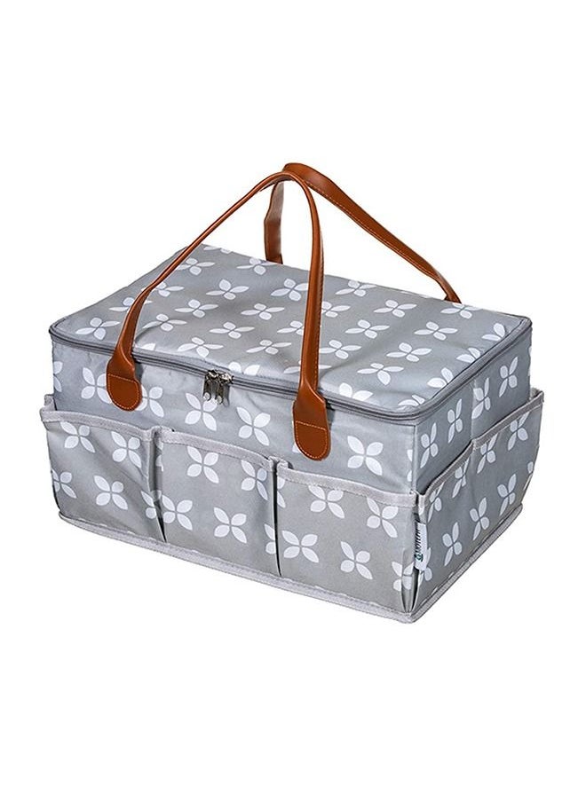 Arabest Baby Diaper Caddy Bag With Zipper Lid And Leather Handle  - Image 2