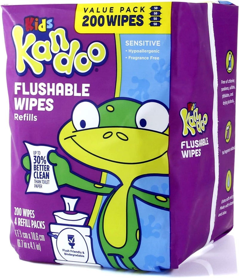 Kandoo Flushable Wipes for Kids - 200 Count - Image 1
