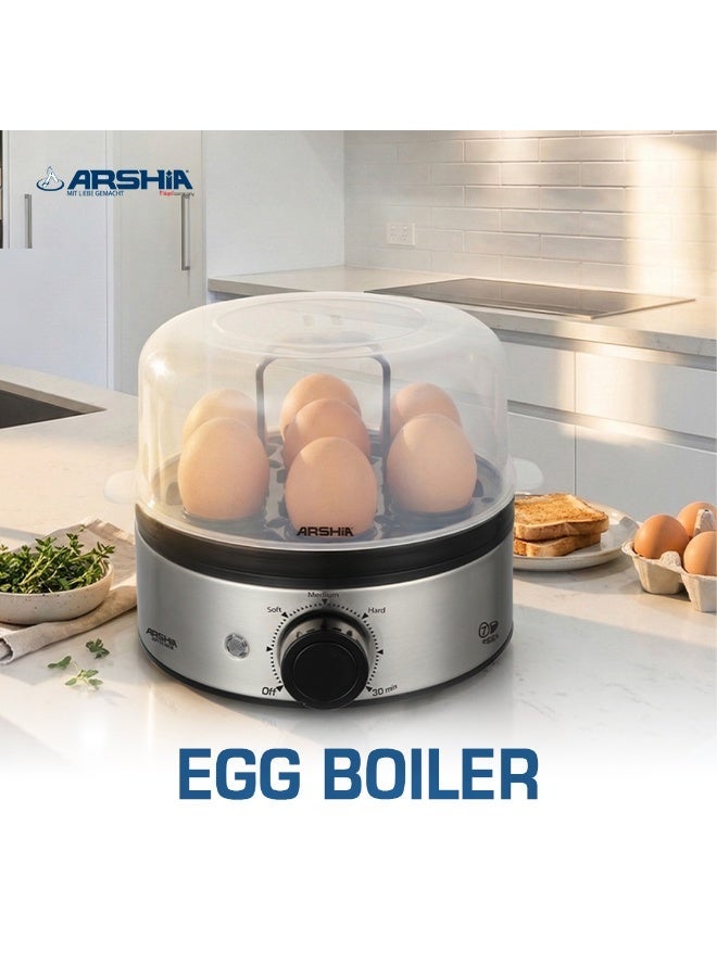 Arshia Egg Boiler with Poaching Tray, 3 Boiling Types, 400W, Stainless Steel, EB112-3208 - Image 4
