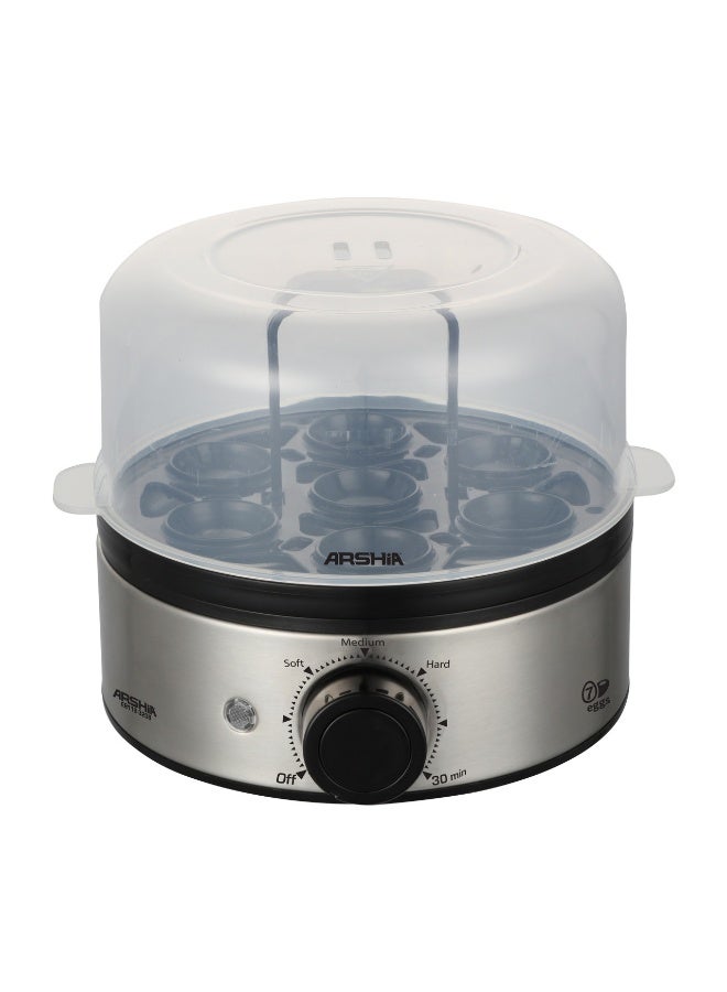 Arshia Egg Boiler with Poaching Tray, 3 Boiling Types, 400W, Stainless Steel, EB112-3208 - Image 1