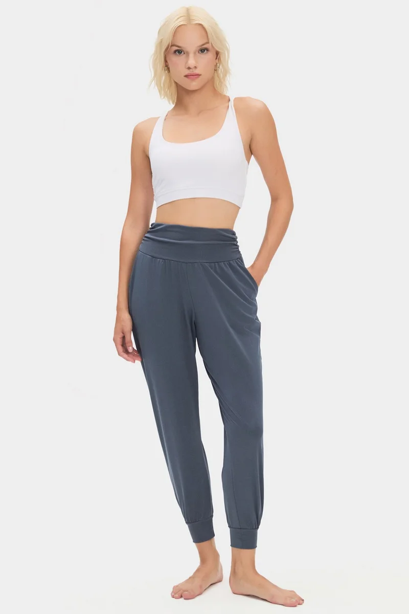 JUNE Women's Beige High Waist Jogger Sweatpants