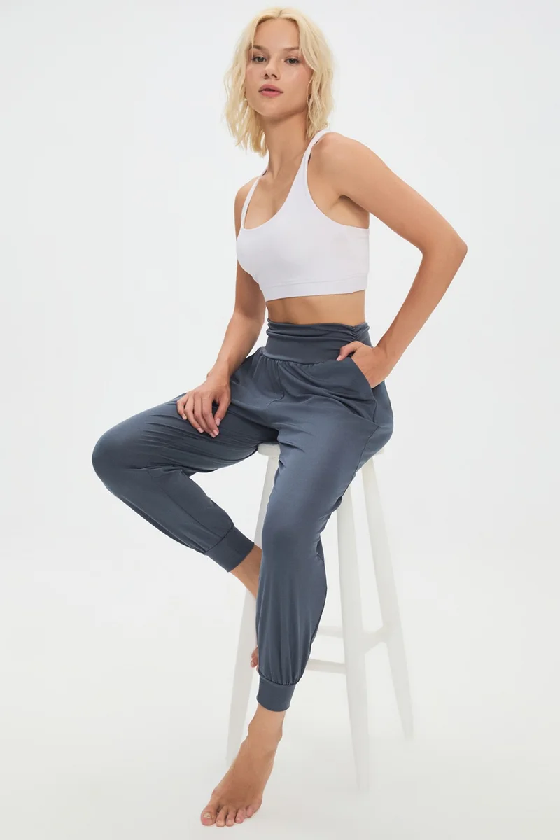 JUNE Women's Beige High Waist Jogger Sweatpants