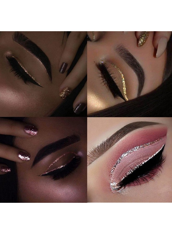 DekRion Glitter Eyeliner,Gold Giltter Eyeliner, Long-lasting Waterproof Eyeliner Eye Glitter Makeup, Silver, Gold, Pink Green High-pigmented Colorful Glitter Eyeliner Liquid - Image 3