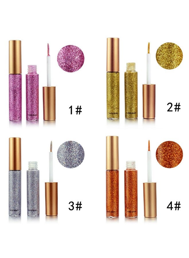 DekRion Glitter Eyeliner,Gold Giltter Eyeliner, Long-lasting Waterproof Eyeliner Eye Glitter Makeup, Silver, Gold, Pink Green High-pigmented Colorful Glitter Eyeliner Liquid - Image 4