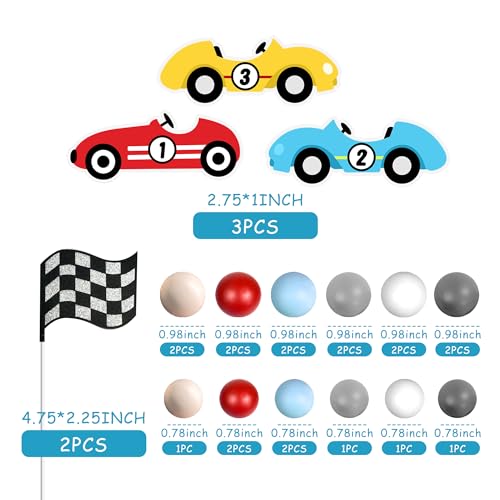 DRWATE 25 PCS Racing Cake Toppers Race Car Birthday Cake Decorations for Racing Car Checkered Flag Birthday Anniversary Party Decorations Supplies (02) - Image 2