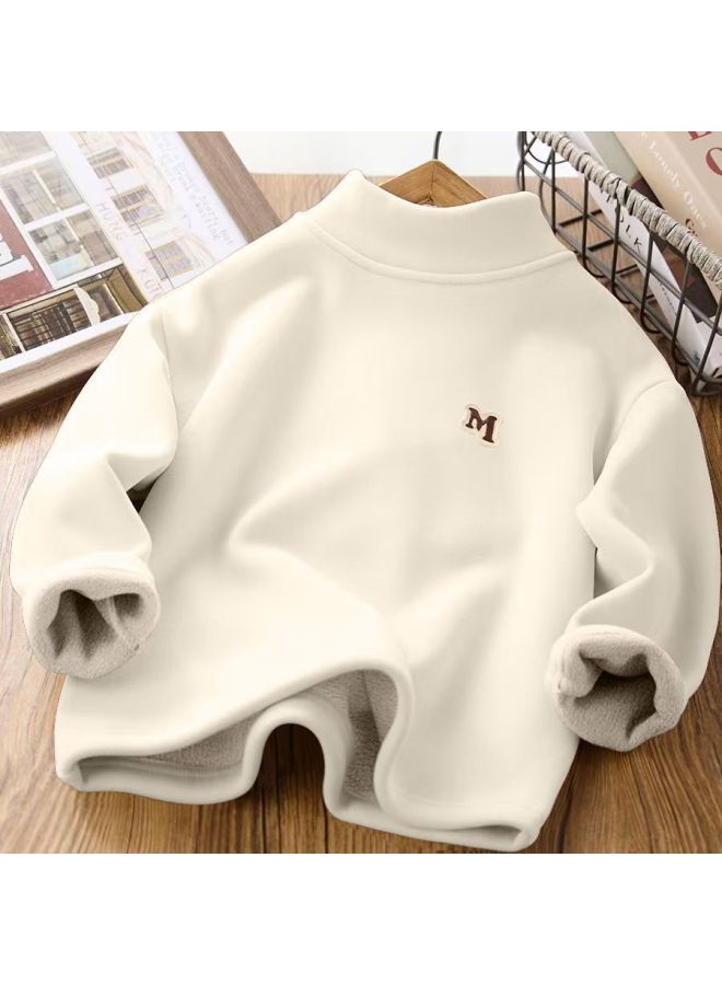 Boys' And Girls' Clothing, New Fashionable Clothes, Long-sleeved Half-turtleneck Fleece-lined Thickeneded Bottoming Shirts For Children And Middle-aged Children