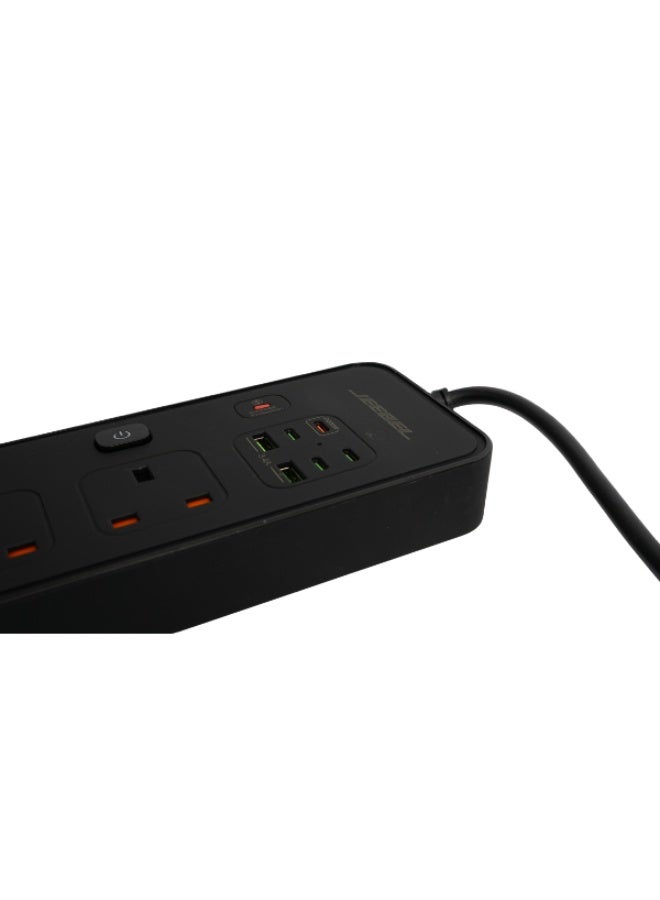 Jeebel Voltex JEEBEL Power Extension | 3250W High Power Output, 4 Independent UK Sockets + 2 USB + 4 USB-C PD Ports, 5-Meter Cable, Advanced Protection, SASO Certified - Image 5