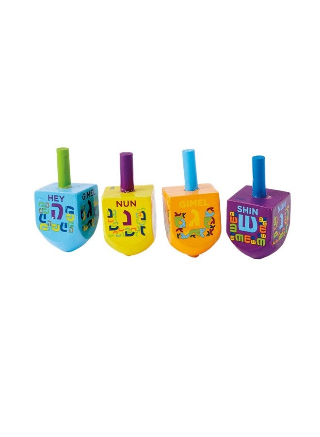 Rite Lite The Dreidel Game Chanukah Painted Wooden Dreidels Set of 4 - Hanukkah Gifts, Hanukkah Dreidel Pack, Bulk Hanukkah Dreidels, Hanukkah Games - Image 3