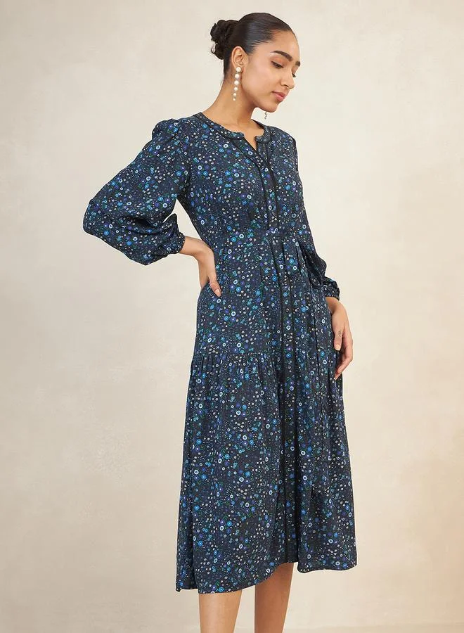 FEMELLA Floral Print Midi Dress