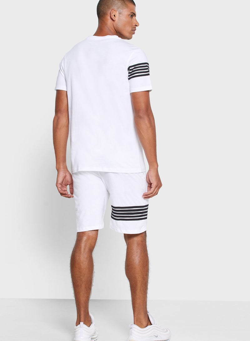 Seventy Five Striped Detailed T-Shirt & Shorts Set  - Image 2