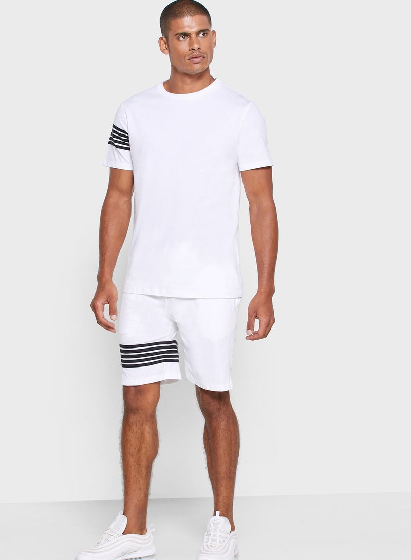 Seventy Five Striped Detailed T-Shirt & Shorts Set  - Image 5