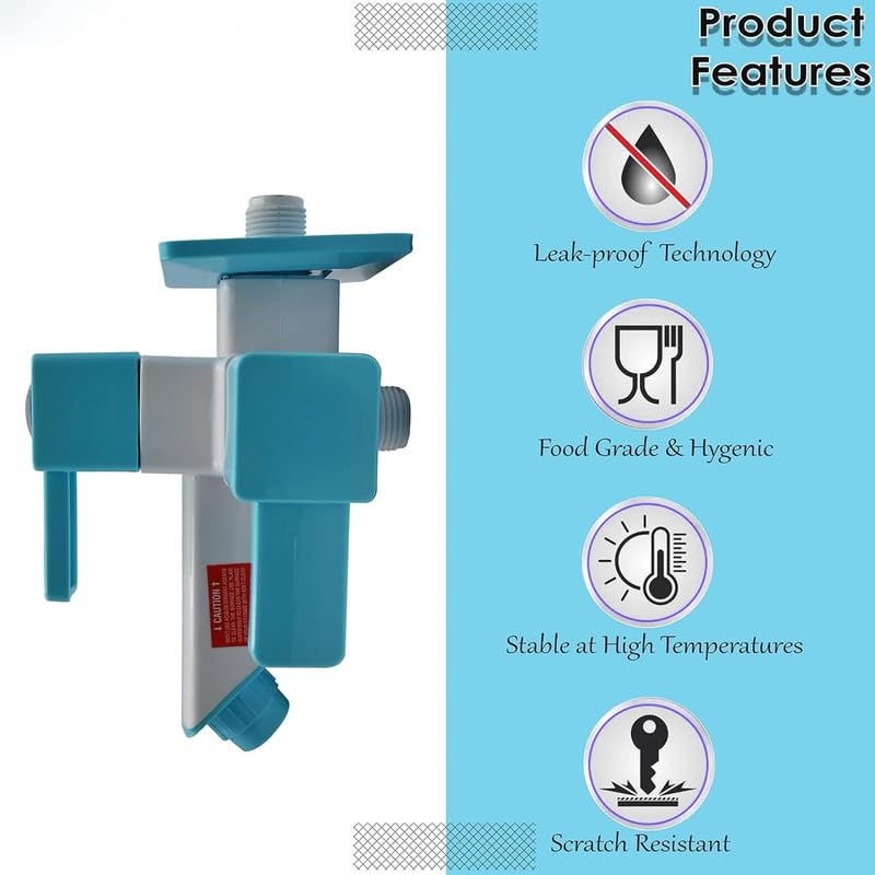 Aimko Heavy Duty 2-in-1 PVC Wall Mounted Bib Cock Tap with Flange, Dual Outlet Faucet for Bathroom, Kitchen, Washing Machine, Garden Use, Durable White Water Tap, Pack of 1 - Image 3