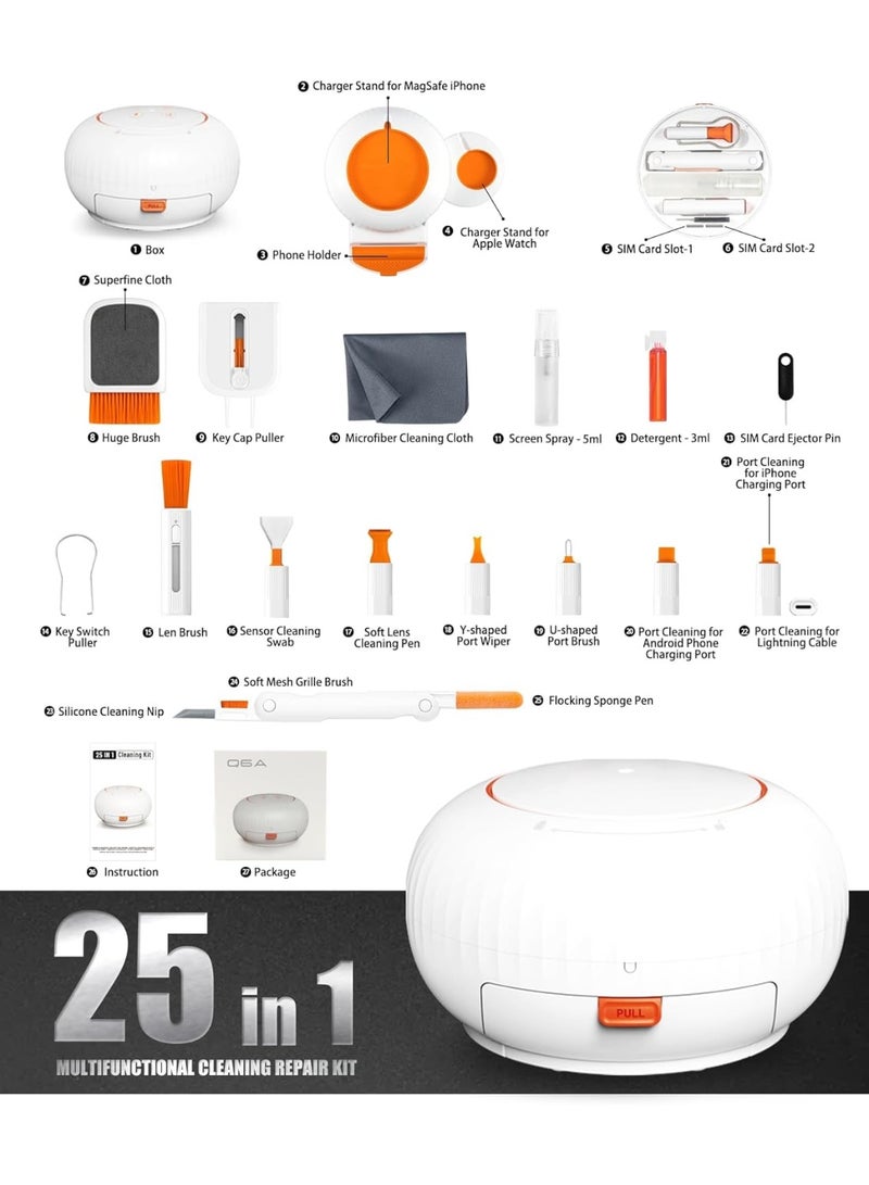 مجموعة تنظيف شاشة لوحة المفاتيح للكمبيوتر المحمول ، أداة فرشاة نظيفة إلكترونية 25 في 1 لـ iPhone Airpod ، جهاز الكمبيوتر iPad MacBook PC TV Monitor ، جهاز فرشاة نظيفة إلكترونية لكاميرا سماعة الأذن - Image 3