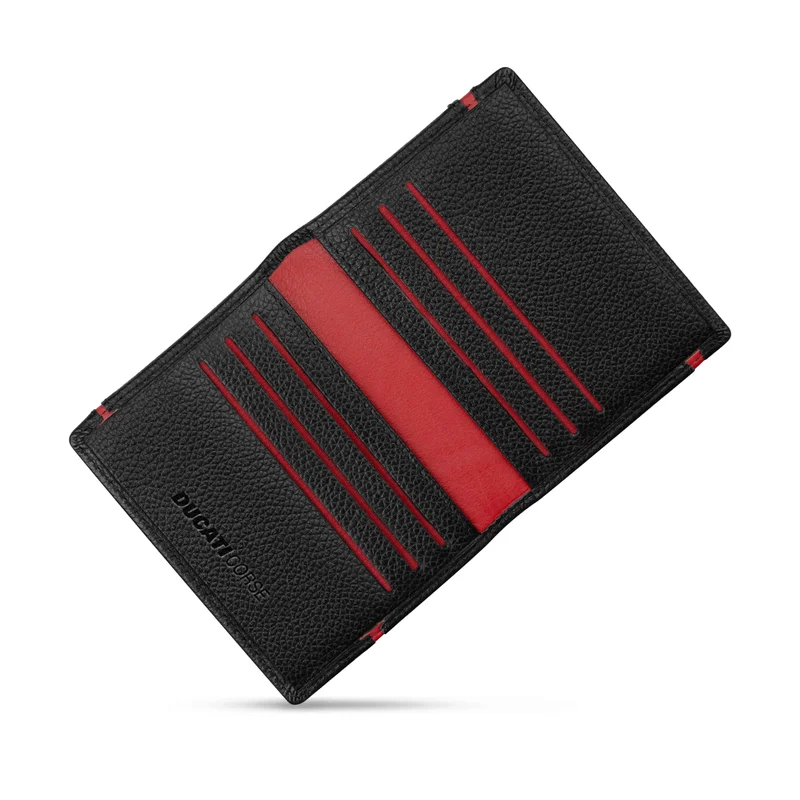 دوكاتي كورس Ducati Corse Vittoria Black Genuine Leather Card Holder For Men - DTLGD2200701