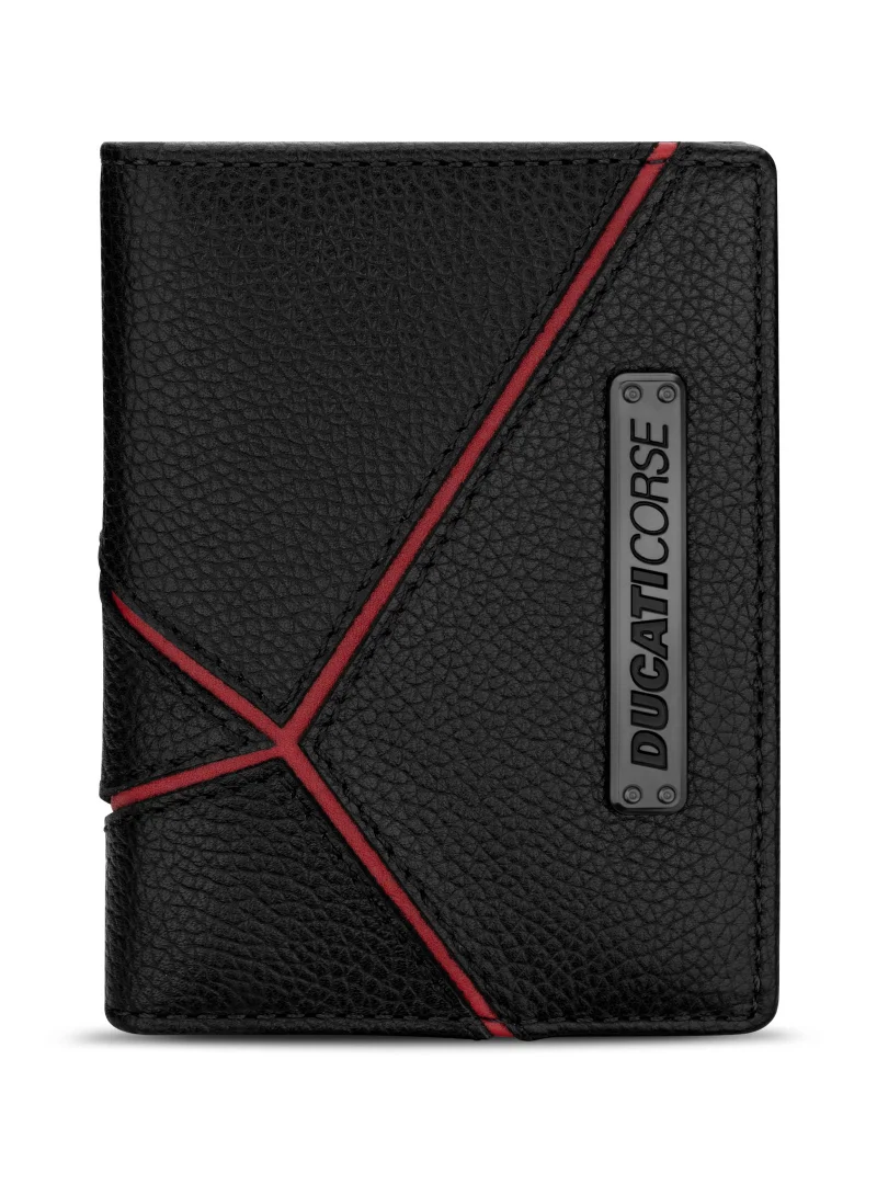 دوكاتي كورس Ducati Corse Vittoria Black Genuine Leather Card Holder For Men - DTLGD2200701