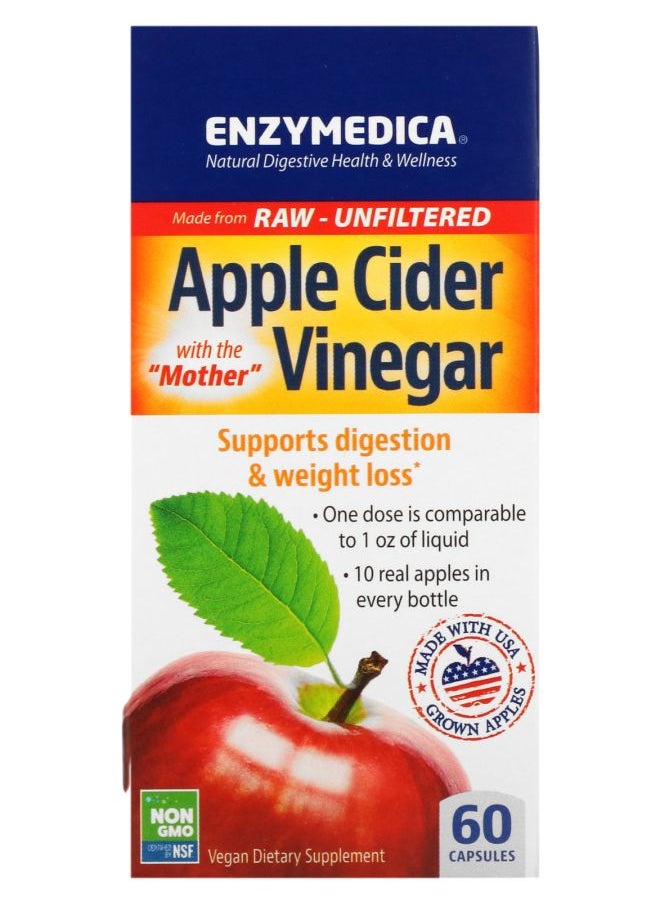 ENZYMEDICA Apple Cider Vinegar with the Mother 60 Capsules 