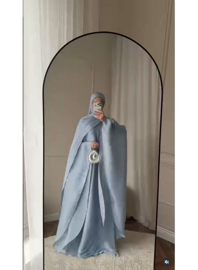 أربع قطعة مجموعة فستان الشرق الأوسط العادي فضفاضة فستان رداء أنيق - Image 1
