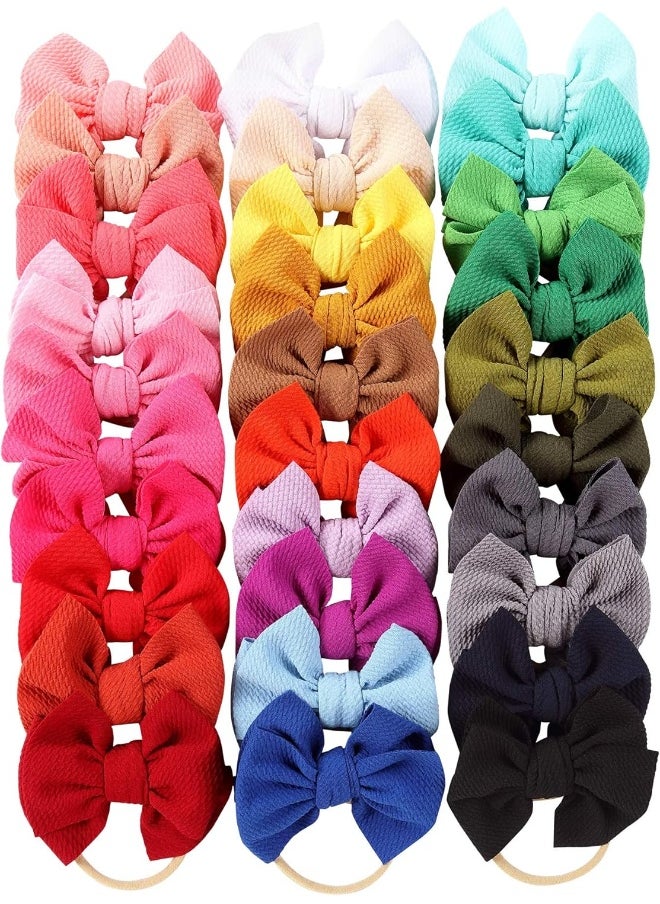 Cinaci Cinaci 30 Pack Super Stretchy Nylon Headbands with Big Bow Hair Accessories for Baby Girls Infants Toddlers Kids Teens  - Image 1