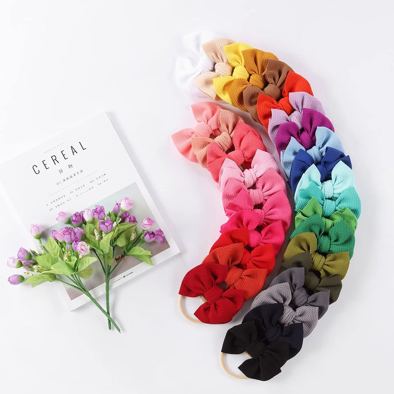 Cinaci 30 Pack Super Stretchy Nylon Headbands with Big Bow Hair Accessories for Baby Girls Infants Toddlers Kids Teens - Image 5