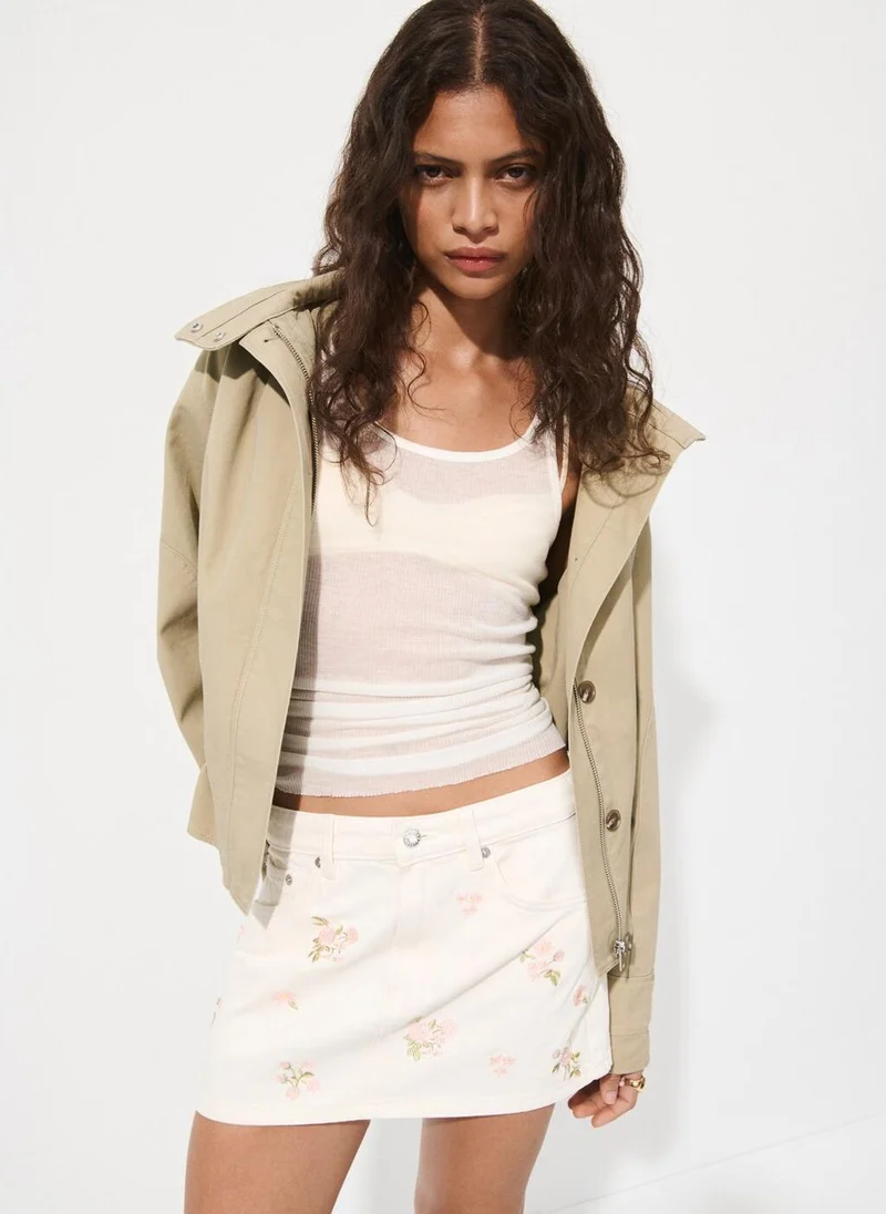 مانجو Floral embroidery skirt