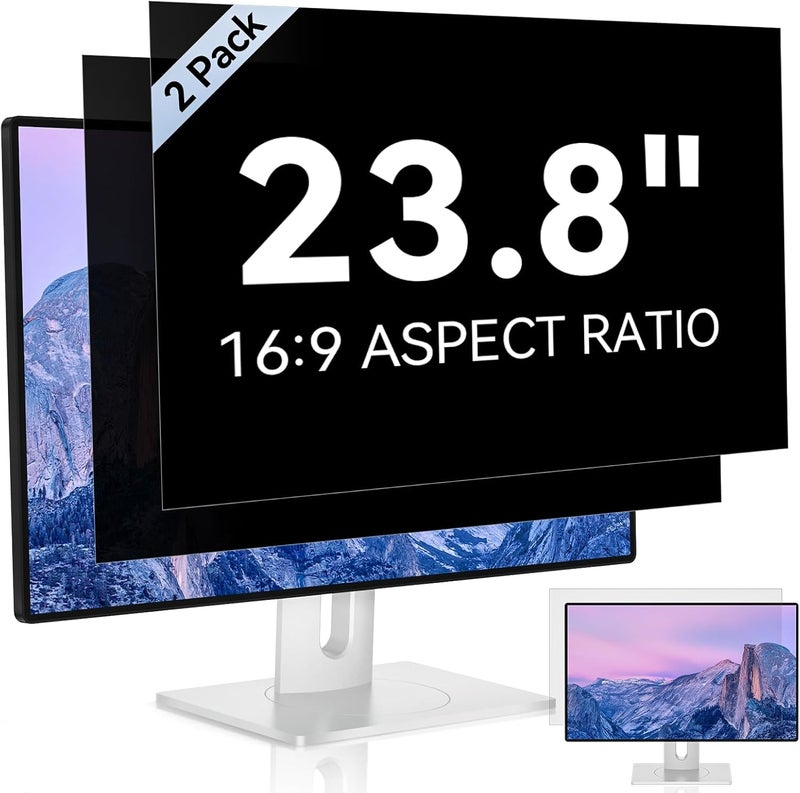 Mamol [2 Pack] 23.8 Inch Computer Privacy Screen for 16:9 Aspect Ratio Widescreen Monitor, Eye Protection Anti Glare Blue Light Computer Monitor Privacy Filter, Removable Anti-Scratch 23.8in Protector - Image 1