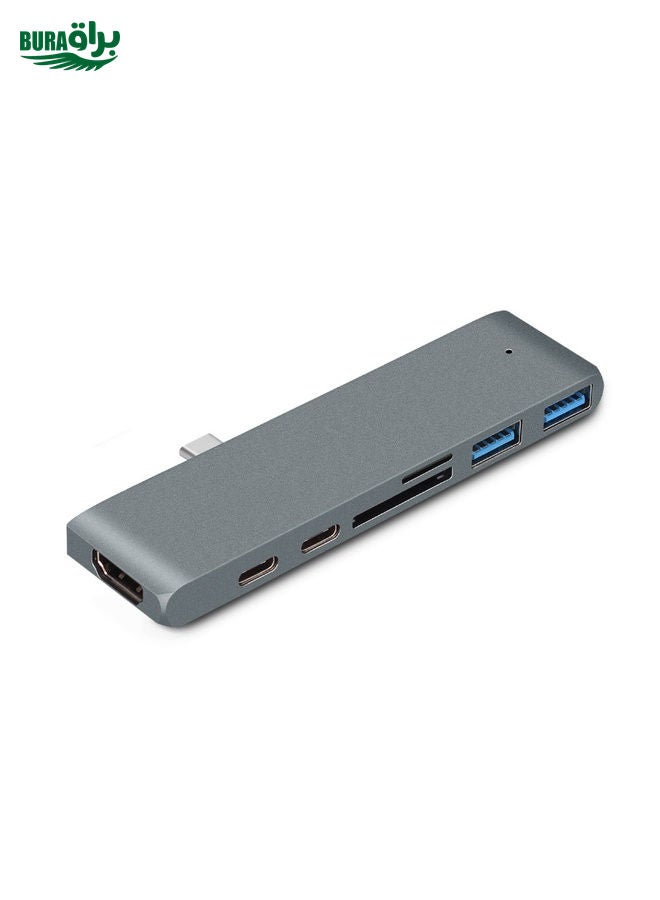 BURAQ TYPE-C To 4K HDMI HUB Docking Station TF/SD Card Reader For MacBook Pro(Grey) - Image 2