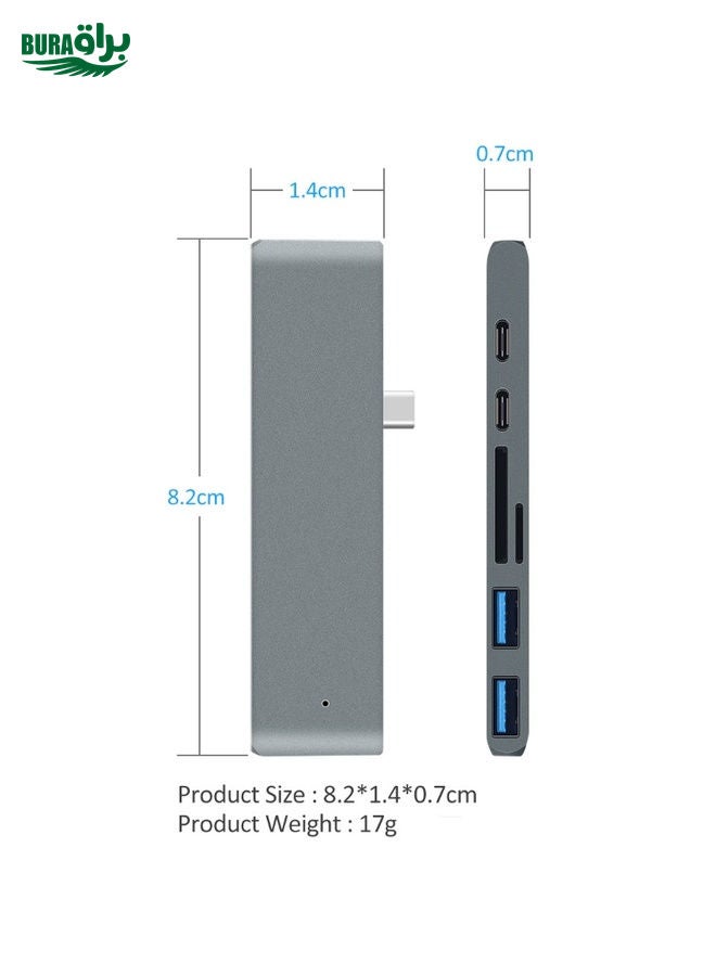 BURAQ TYPE-C To 4K HDMI HUB Docking Station TF/SD Card Reader For MacBook Pro(Grey) - Image 3