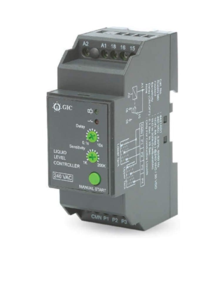 Generic - GIC Liquid level Controller, Control Water Level of Tank and Protects Submersible Pumps Against Dry Running And Prevents Overfilling, Stainless Steel Sensor Probe (Controller (4421AD1)) - Image 1