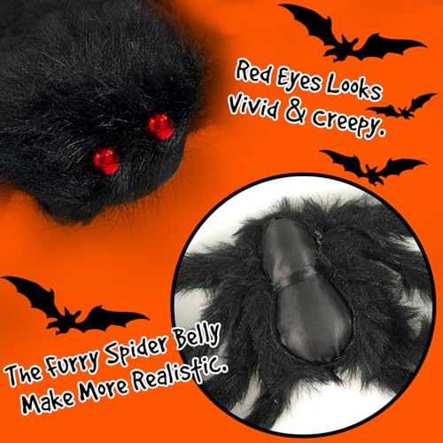 ESSENSON Halloween Spider Decorations, 6 PCS Scary Giant Spiders Set, Realistic Red Eyes and Bendable Legs Spider Decoration Props for Window Wall and Outdoor Indoor Yard Patio House Decor - Image 5