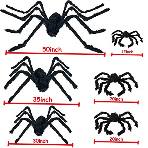 ESSENSON Halloween Spider Decorations, 6 PCS Scary Giant Spiders Set, Realistic Red Eyes and Bendable Legs Spider Decoration Props for Window Wall and Outdoor Indoor Yard Patio House Decor - Image 3